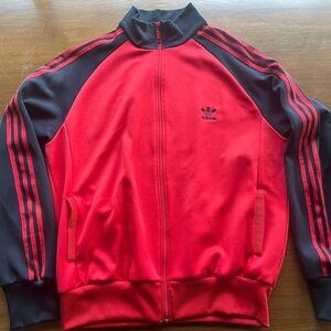 Adidas Red and Black Zip-Up Jacket